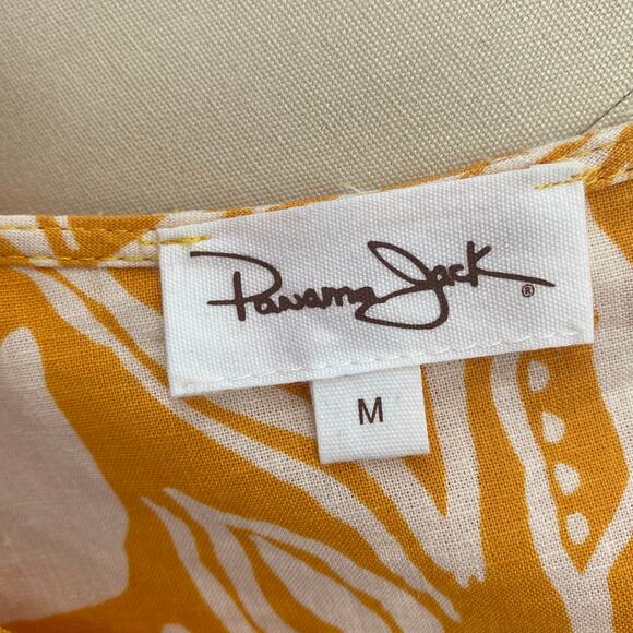 Panama Jack Women's Linen Blend Yellow & Cream Floral Blouse Top Size Medium - Picture 9 of 11